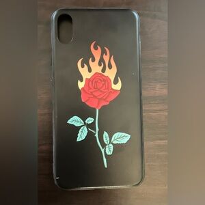 Flame Rose Black iPhone 10 Case